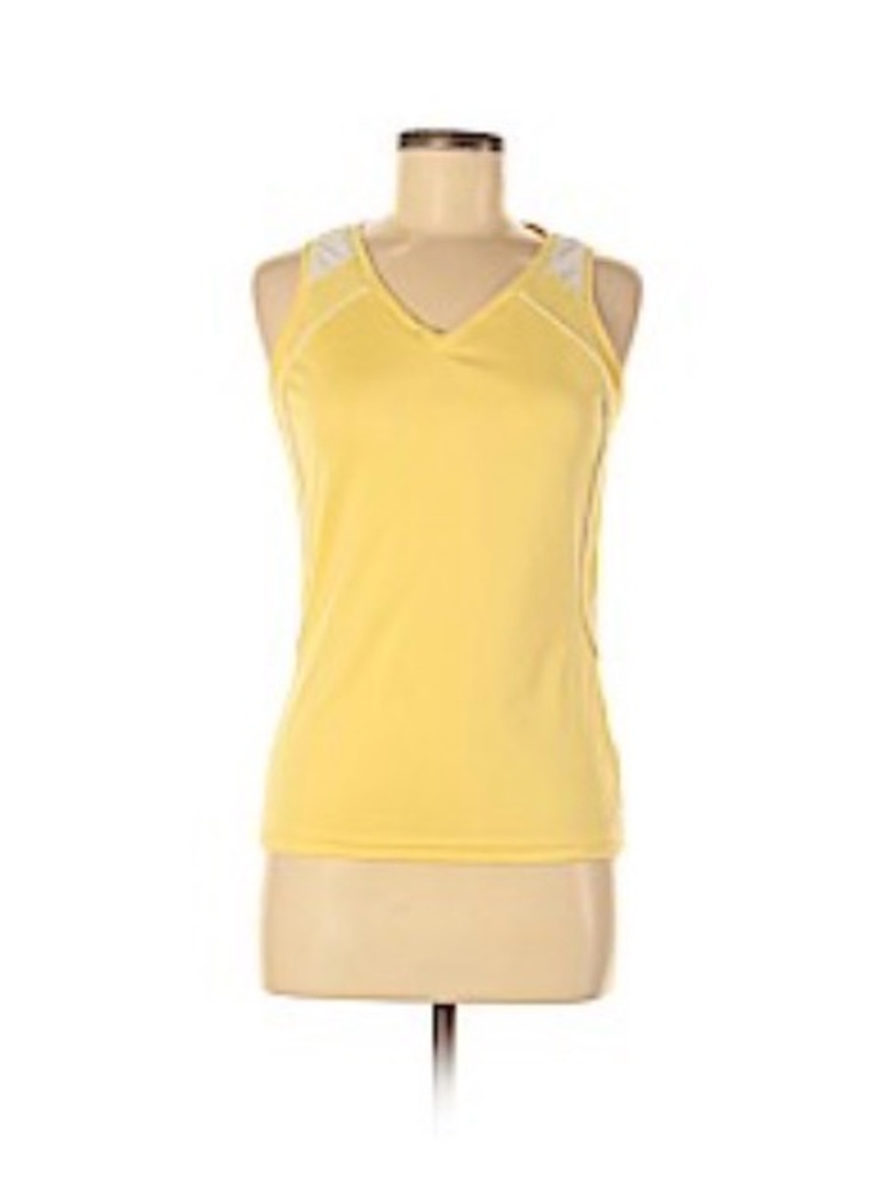 RUSSELL Women's Yellow and White V-Neck Athletic Tank Top